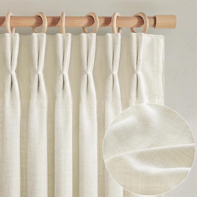 Pleated Extra Long 132 Inch Cream Curtains - Image 2