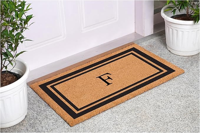 Calloway Mills 152961830F Black Border 18" x 30" Monogram Doormat, (Letter F)