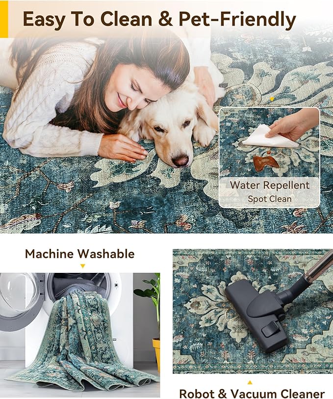 RELEANY Washable Area Rug, Runner 2'x7', Water Repellent, Pet Friendly - Image 4