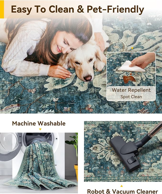 RELEANY Washable Area Rug, Runner 2'6"x10', Water Repellent, Pet Friendly - Image 3
