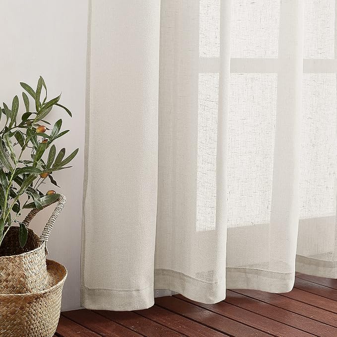 NICETOWN Natural Linen Curtains 96 inch Long, Grommet Semi Sheer Linen Burlap - Image 6