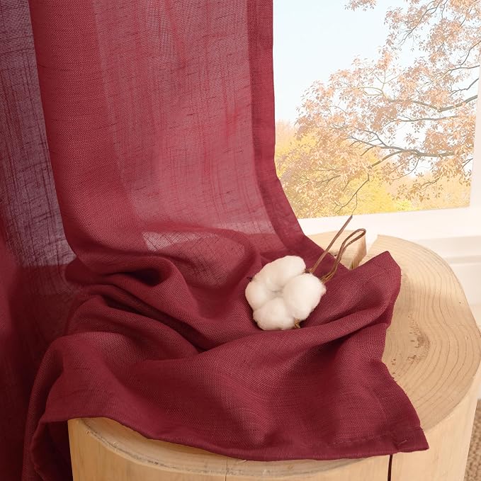 BGment Burgundy Curtains for Living Room 84 Inches Long 2 Panels Set, Linen - Image 7