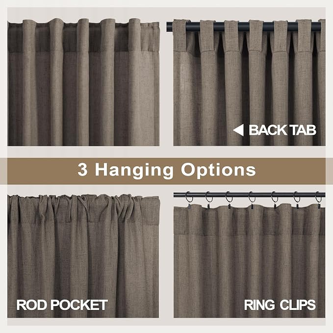 Chocolate Brown Curtains for Living Room 84 Inch Length 2 Panels Set Light - Image 4