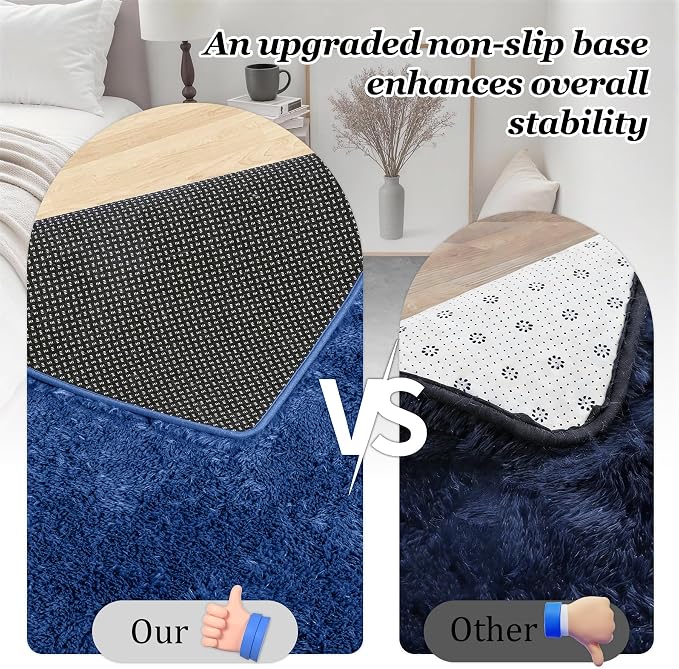 8x10 Area Rug Living Room Bedroom: Fluffy Plush Shag Carpet Blue | - Image 6