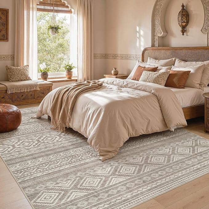 cotiled Boho 6x8 Area Rugs for Living Room: Soft Moroccan Washable Rug | Stain - Image 5