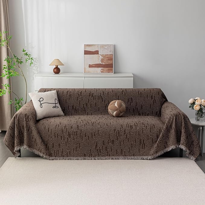 MYSKY HOME Loveseat Cover Deep Chocolate Couch Cover Sectional Couch Covers - Image 2