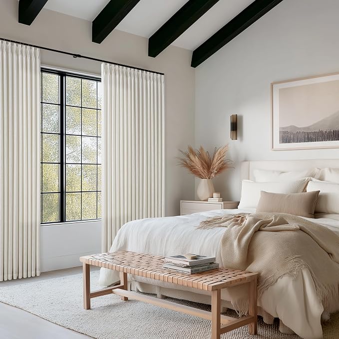 100 Inch Light Filtering Pinch Pleated Flax Linen Curtains 50 Inch Wide | Pleat - Image 9