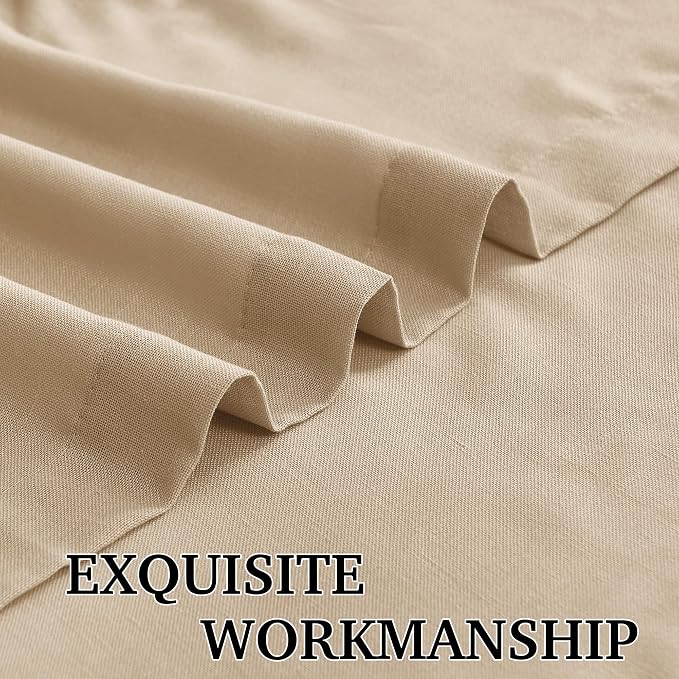RYB HOME Camel Linen Sheer Curtains 95 inches Length, Aesthetic Light Filtering - Image 4