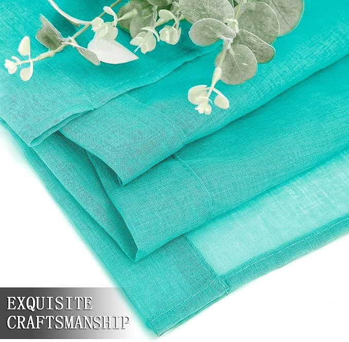 Tollpiz Short Sheer Tier Curtains Linen Textured Half Kitchen Curtain Sheers - Image 7