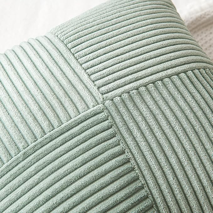 MIULEE Greyish Green Decorative Euro Sham Pillow Covers 24x24 Inch - Image 2