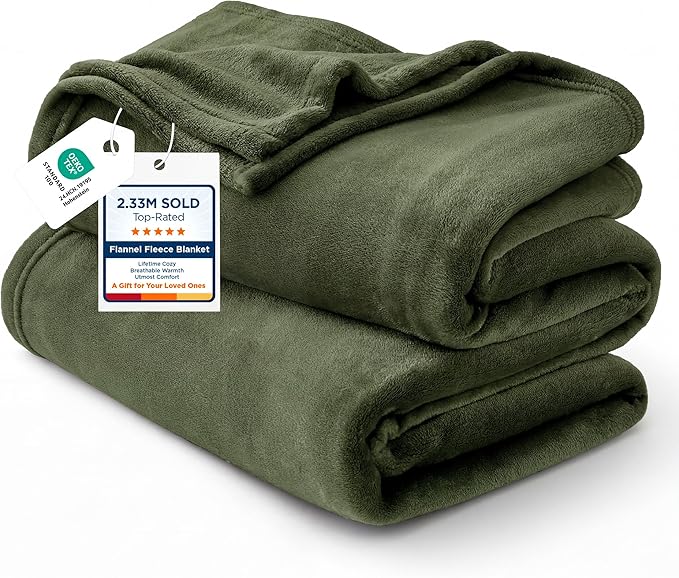 Bedsure GentleSoft Fleece Throw Blanket Olive Green by BEDSURE