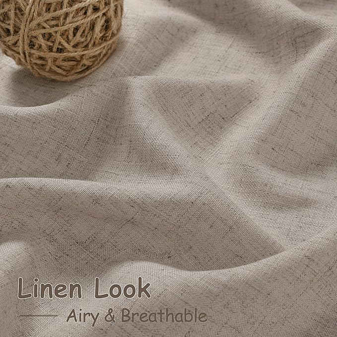 Ecru Curtains 102 Inches Long for Living Room Linen Blend Light Filtering Semi - Image 4
