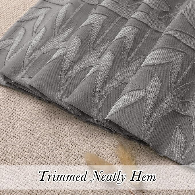 Lecloud Leia Living Room Charcoal Grey Sheer Curtains 84 Inches Long 2 Panels - Image 8