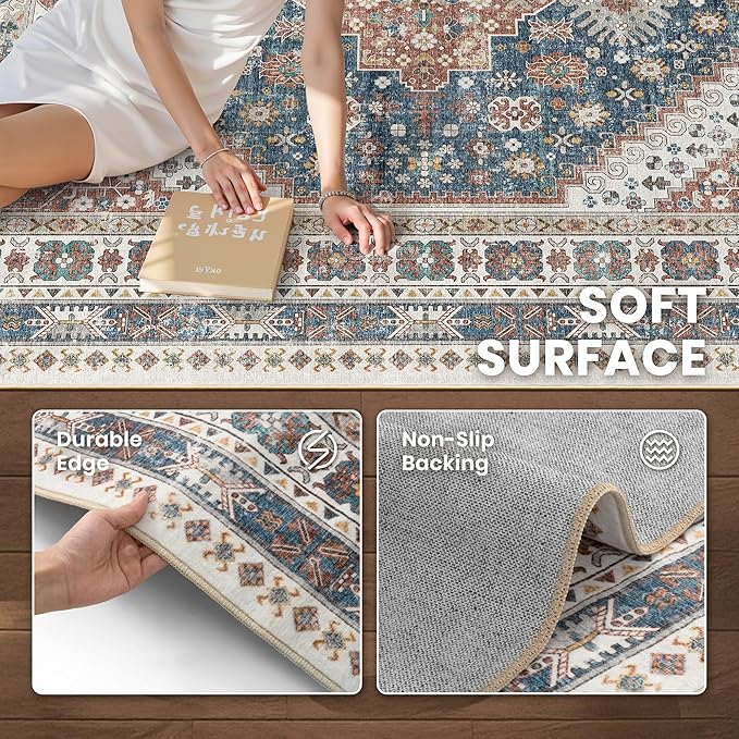 6x9 Area Rugs for Living Room, Large Washable Rug, Dining Room, Low Pile - Image 6
