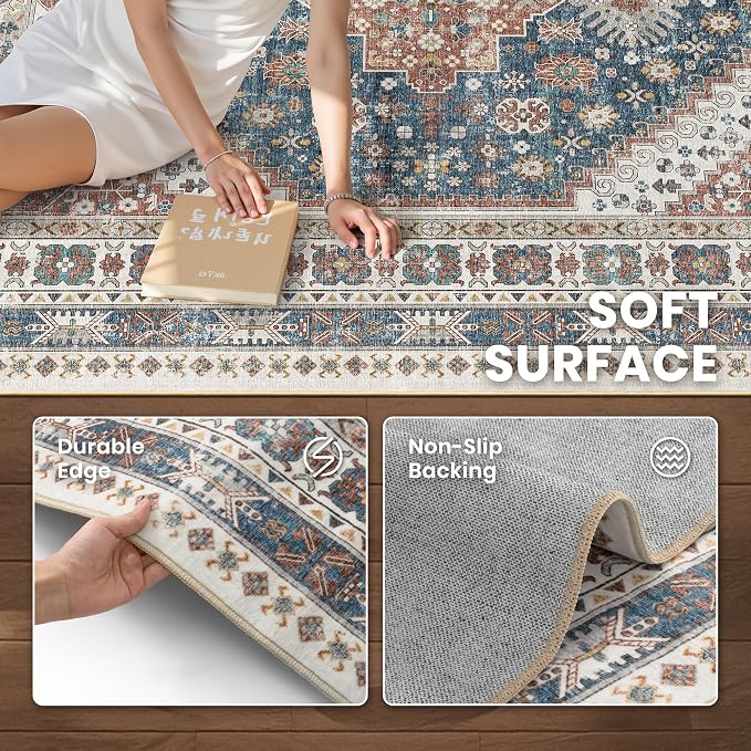 8x10 Area Rugs for Living Room, Large Washable Rug, Dining Room, Low Pile - Image 6