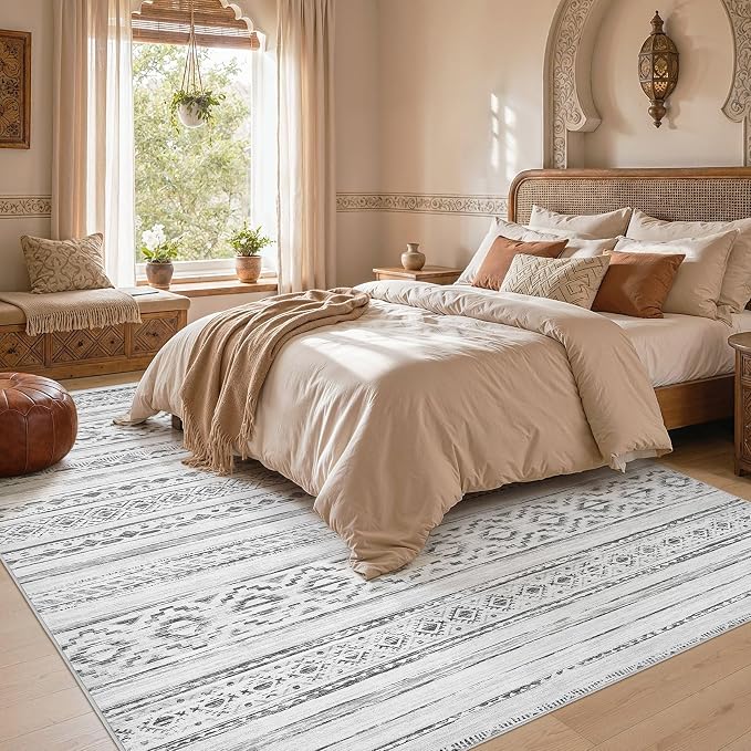 cotiled Boho 5x7 Area Rugs for Living Room: Soft Moroccan Washable Rug | Solve - Image 5