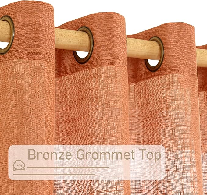 LAMIT Burnt Orange 78 inch Linen Curtains - Image 4