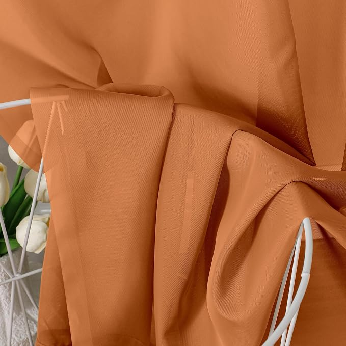 Aiyufeng Orange Sheer Curtains 90 Inches Long 2 Panels Set, Light Filtering - Image 7