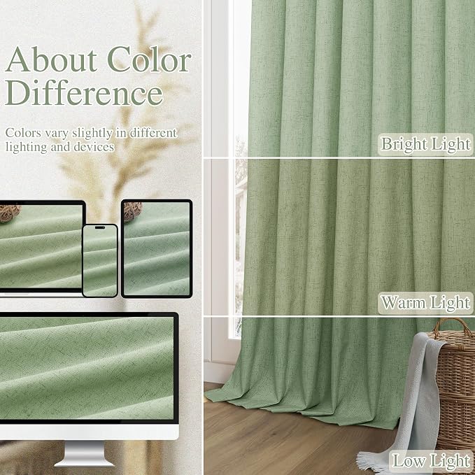 Guken 100% Blackout Linen Curtains 84 Inch Length 2 Panels Set - Image 7