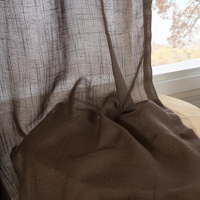 BGment Brown Linen Curtains 63 Inches Long - Image 7