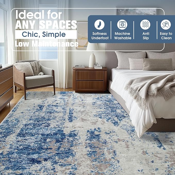 9x12 Area Rugs for Living Room Rug Washable: Abstract Large Rug for Dining Room - Image 8