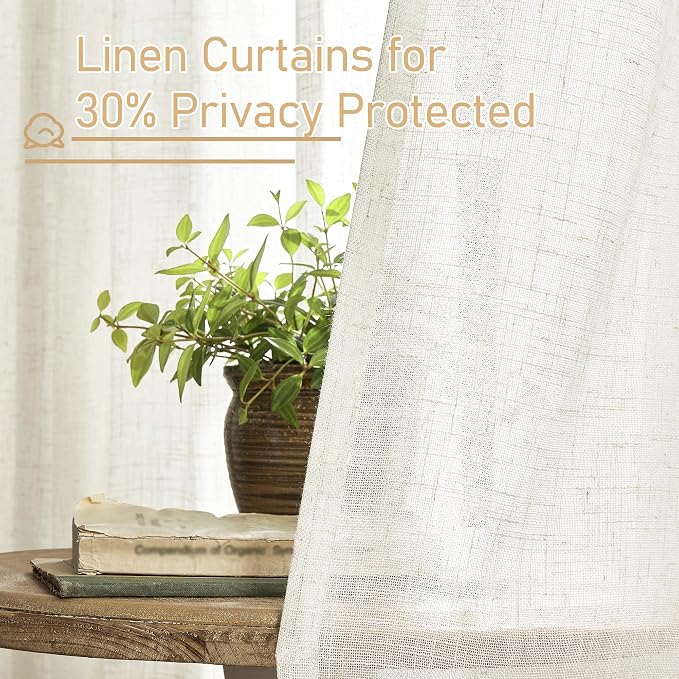102 inch Semi Sheer Linen Curtains - Image 5
