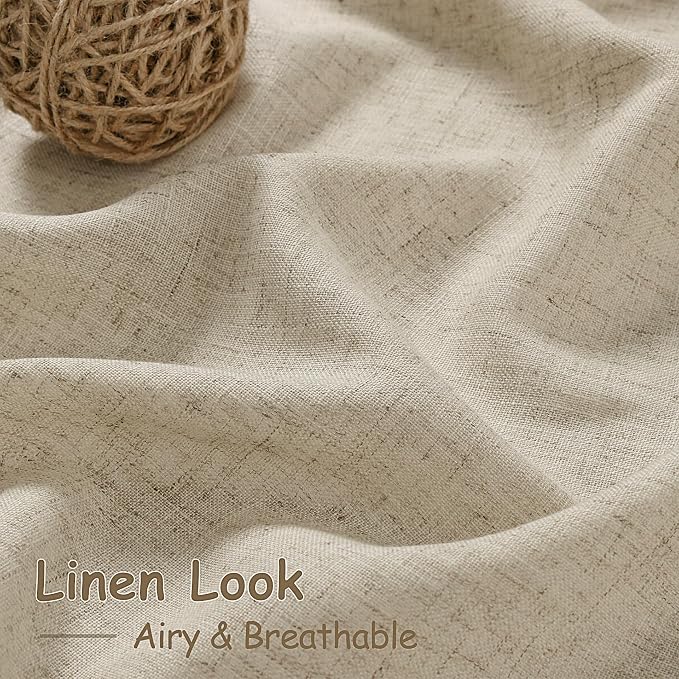 Eggshell Beige Linen Curtains 132 Inch Length - Image 4