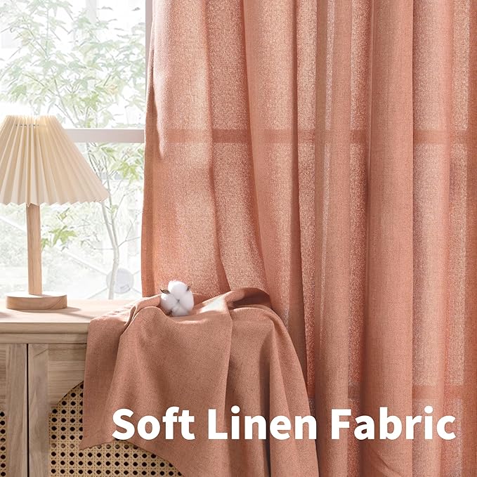 YoungsTex Terracotta Linen Curtains 84 Inches Long - Image 7