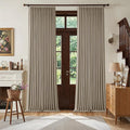 Deep Flax Blackout Pinch Pleat 100 Inch Linen Curtains 2 Panels Set | by Twodrapes