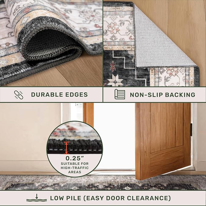 Black Washable 2x3 Entry Rug, Small Rugs - Image 4
