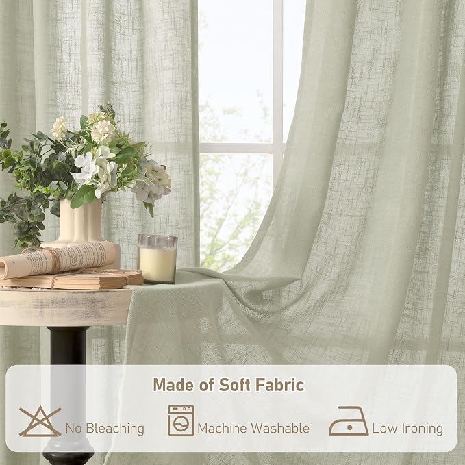 45 Inch Length Linen Curtains for Small Windows, Bronze Grommet Linen Textured - Image 9