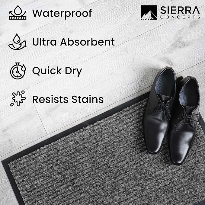 Front Door Mat, Indoor Outdoor Welcome Muddy Doormat, 36x24 Battleship Gray | - Image 5