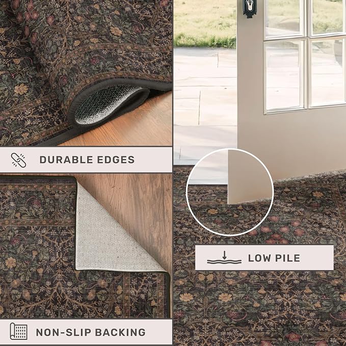 Dark Brown Washable Area Rug for Living Room - Image 5