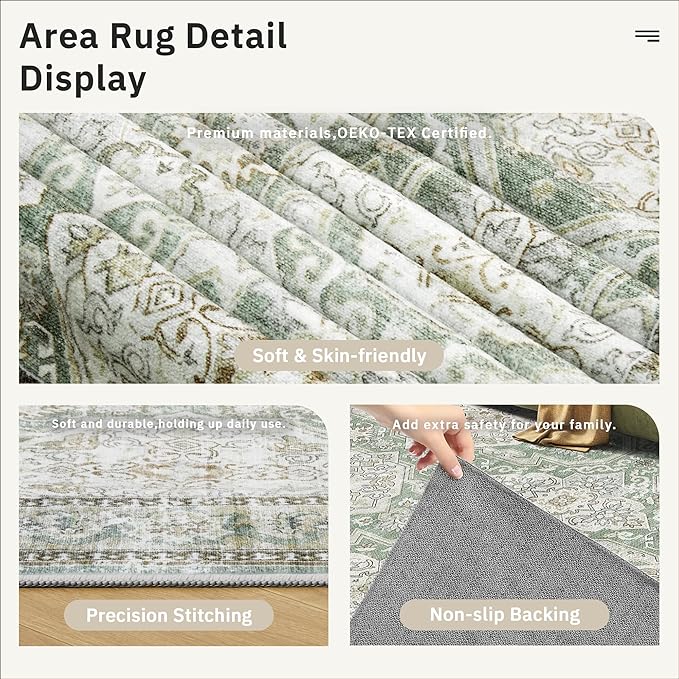 8x10 Area Rugs, Washable Rugs, Large Stain Resistant Area Rug - Image 7