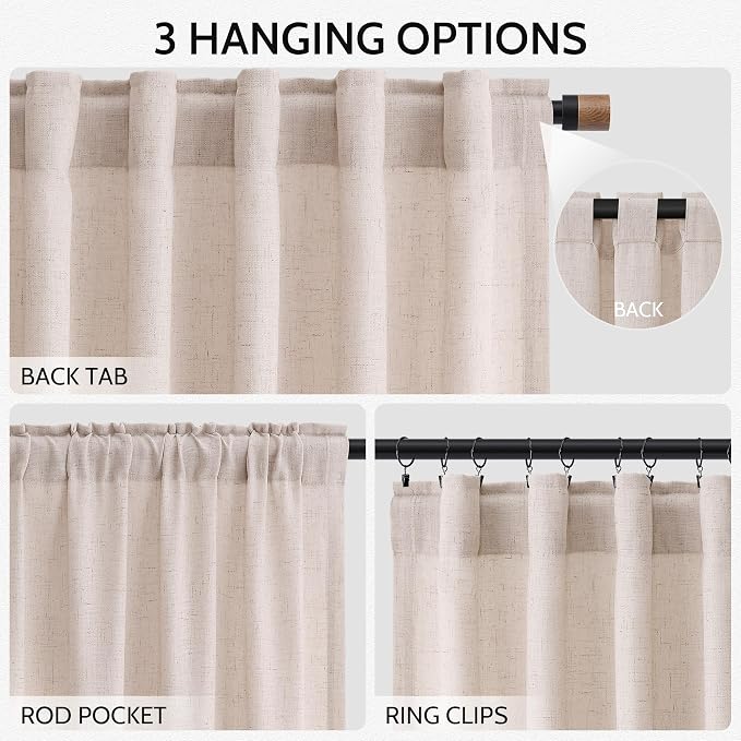 Natural White Linen Curtains 72 Inches Long - Image 2