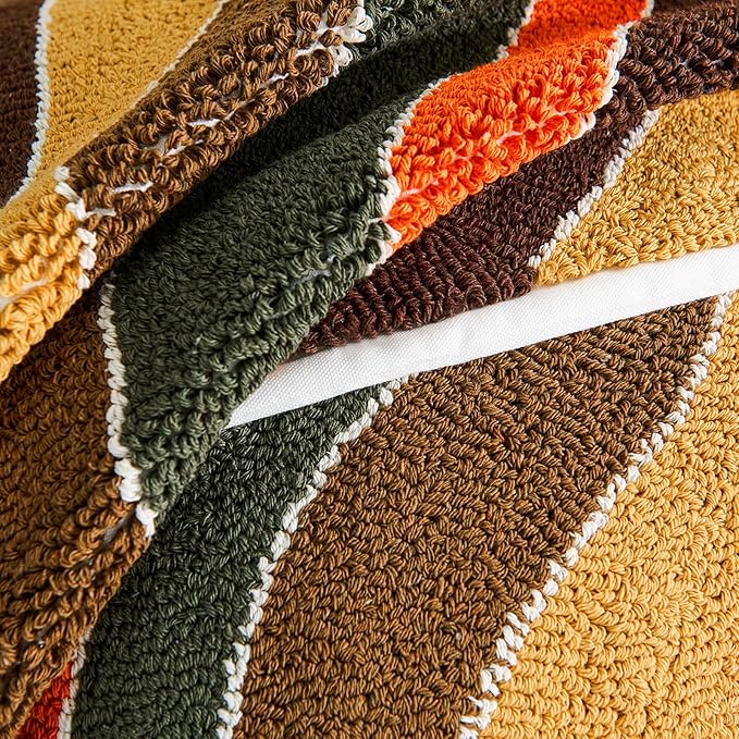 HOdo Home 2PCS 18x18 Pillow Covers-Throw Pillow Cover,Tufted Boho Jacquard Pillow Covers,Farmhouse Decorative Pillow Cover,Pillow Cases for Couch,Sofa,Bed,Chair,Living Room,Home Decor