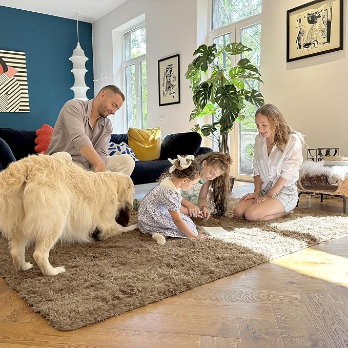 OLANLY 2x3 Machine Washable Small Bedside Rug, Soft Fluffy Shaggy Entryway - Image 6