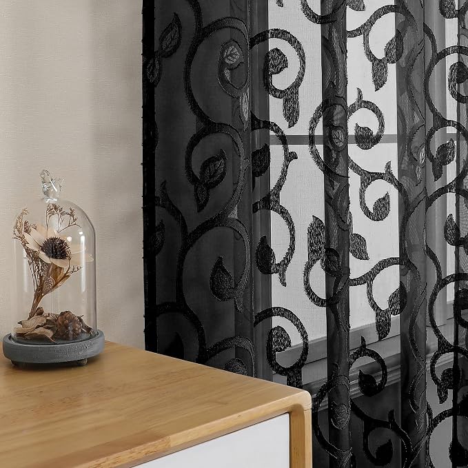 Furman Black Sheer Curtains 84 inches Long - Image 3