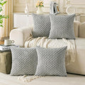 Set of 4 Grey Decorative Throw Pillow Covers 18x18 Inch Corduroy Pillow Covers by Cozoomy