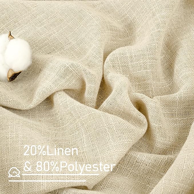 63 Inches Long Linen Curtains for Bedroom 2 Panels Set, Light Filtering Panels - Image 2