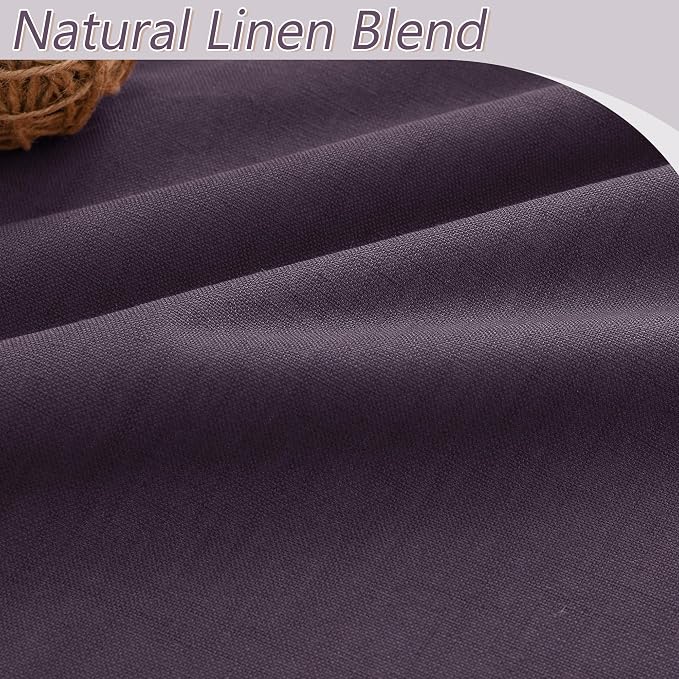 Plum 100% Blackout Linen Curtains 90 Inch Length 2 Panels Set - Image 3