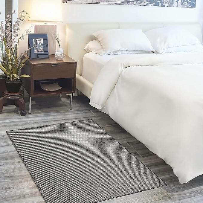 Nourison Positano Indoor/Outdoor Charcoal 3' x 5' Area Rug, Easy Cleaning, Non Shedding, Bed Room, Living Room, Dining Room, Backyard, Deck, Patio (3x5)