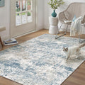 Blue 3x5 Area Rug Washable Abstract Office Carpet Modern Neutral Non Slip by PureCozy