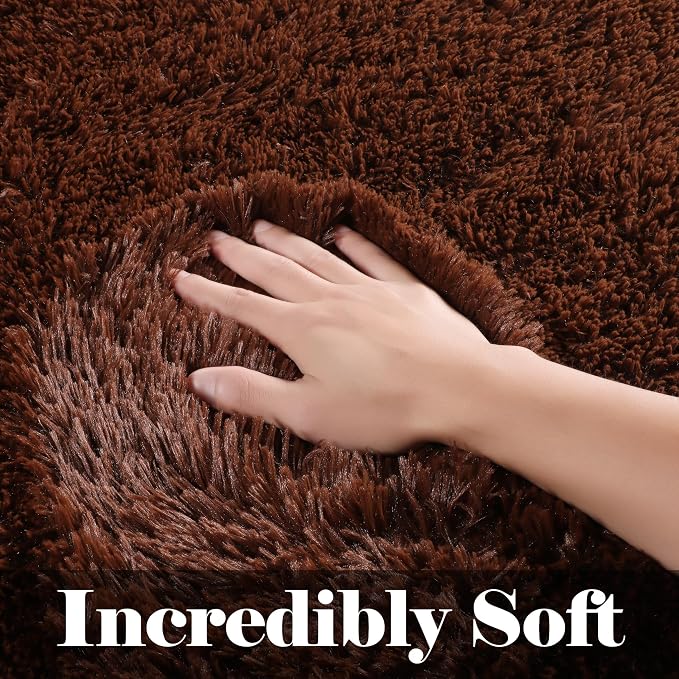 Brown Area Rugs for Bedroom Living Room, Fluffy 4x6 Indoor Bedside Floor Throw - Image 2