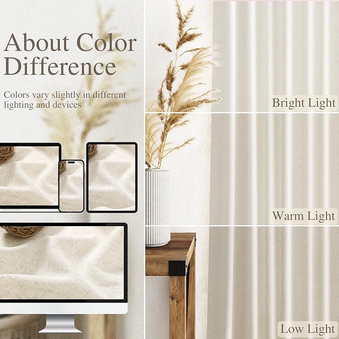 Extra Long Warm Beige Linen Curtains 120 Inch - Image 3