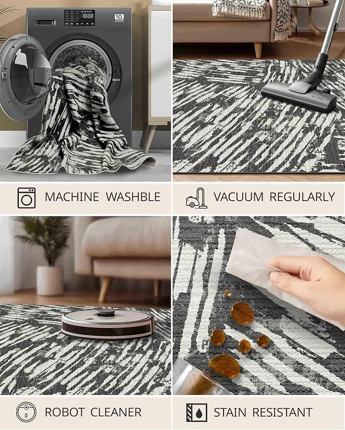 Latte&Fog 8x10 Area Rugs for Living Room, Large Modern Abstract Washable Rug - Image 6