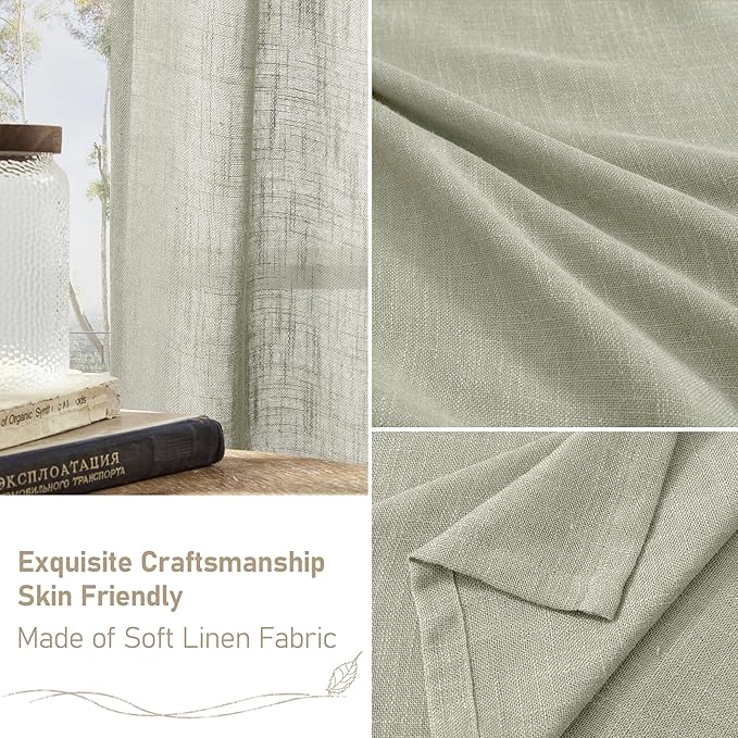 Sage Grey Linen Curtains 90 Inch - Image 6