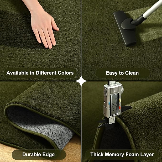 Amearea 4x4 Square Area Rugs for Bedroom Living Room, Olive Green Thickened - Image 5