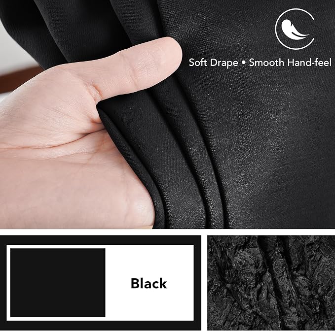 Deconovo Blackout Curtains, Thermal Insulated, W38 x L45 2 Panels, Back Tab - Image 7