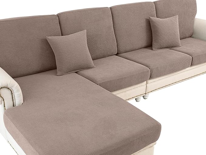 LA MEACK Couch Cushion Cover Chaise Lounge Cover Washable Separate Seat Chaise by LA+MEACK
